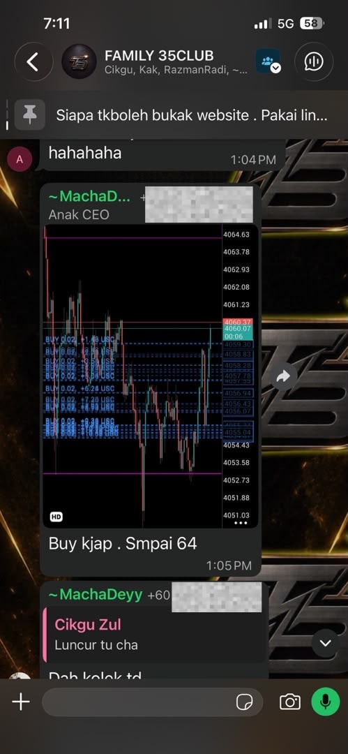 Screenshot susulan ahli komuniti tentang setup carta.