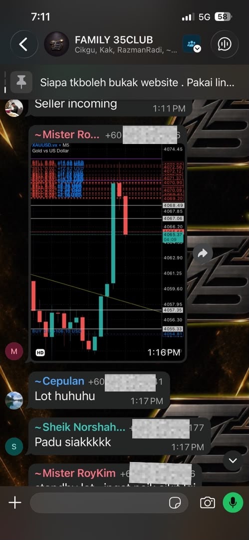 Screenshot maklum balas komuniti selepas pergerakan market forex.
